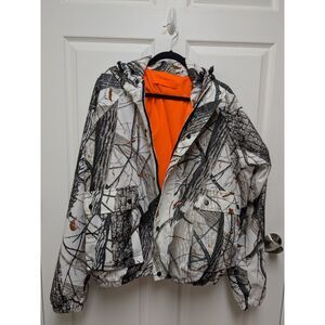 Mad Dog Gear XL Reversible Hunting Jacket | White Snow Camo & Hi-Vis Orange